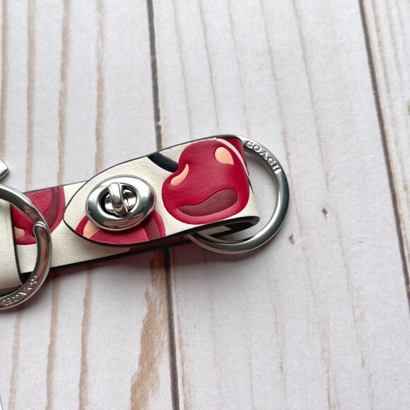 COACH Women's Keychain Bag Charm Key Fob Cherry Print - Picture 4 of 9